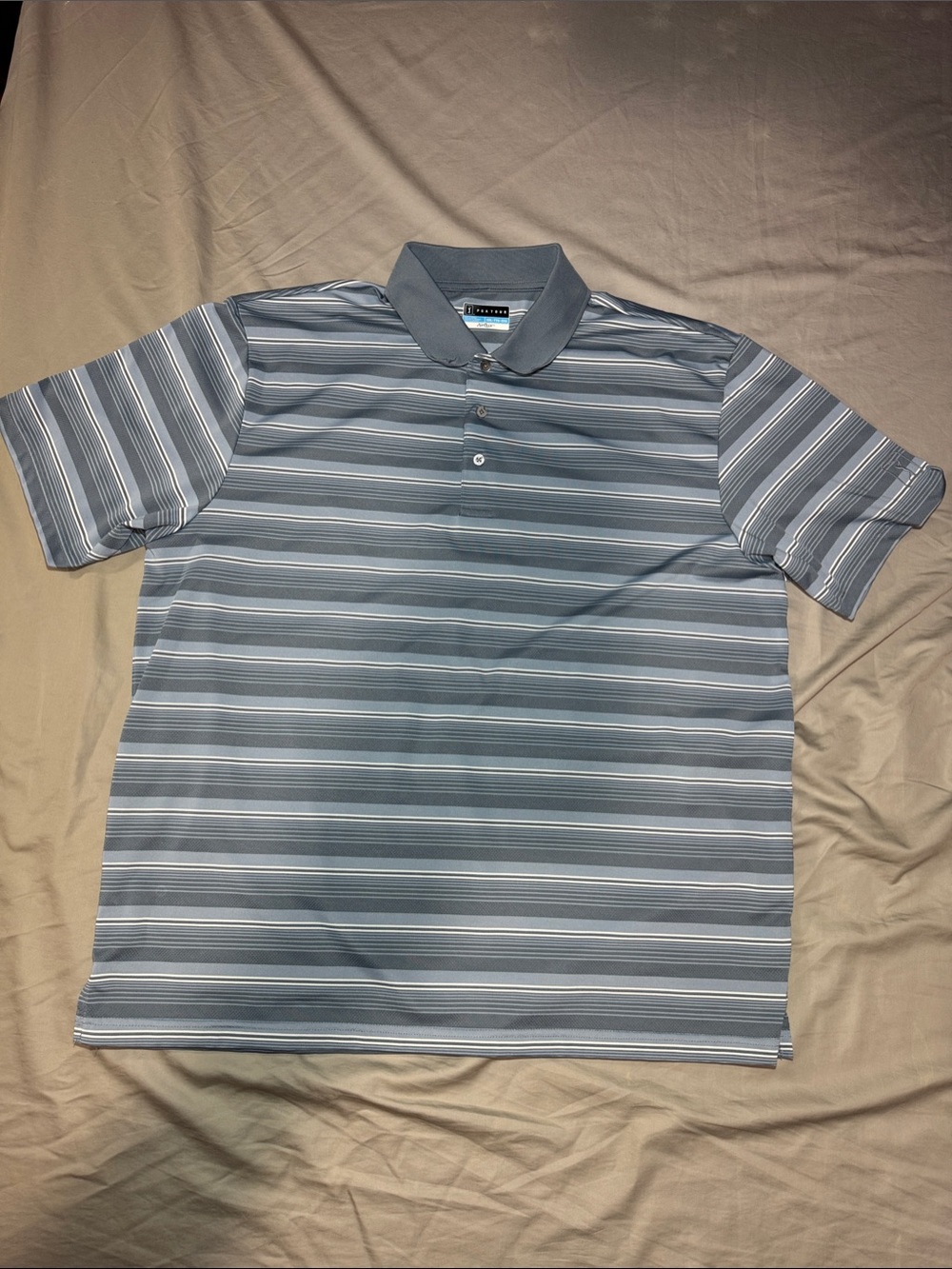 PGA Tour Gray and White Striped Polo